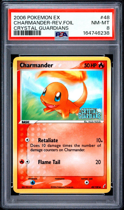 2006 POKEMON EX CRYSTAL GUARDIANS 48 CHARMANDER-REVERSE FOIL PSA 8