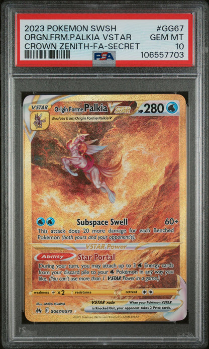 Graded 2023 Pokemon Crown Zenith GG67 Orgn.frm.palkia VSTAR-Crown Zenith-FA-Secret PSA 10 cert 106557703