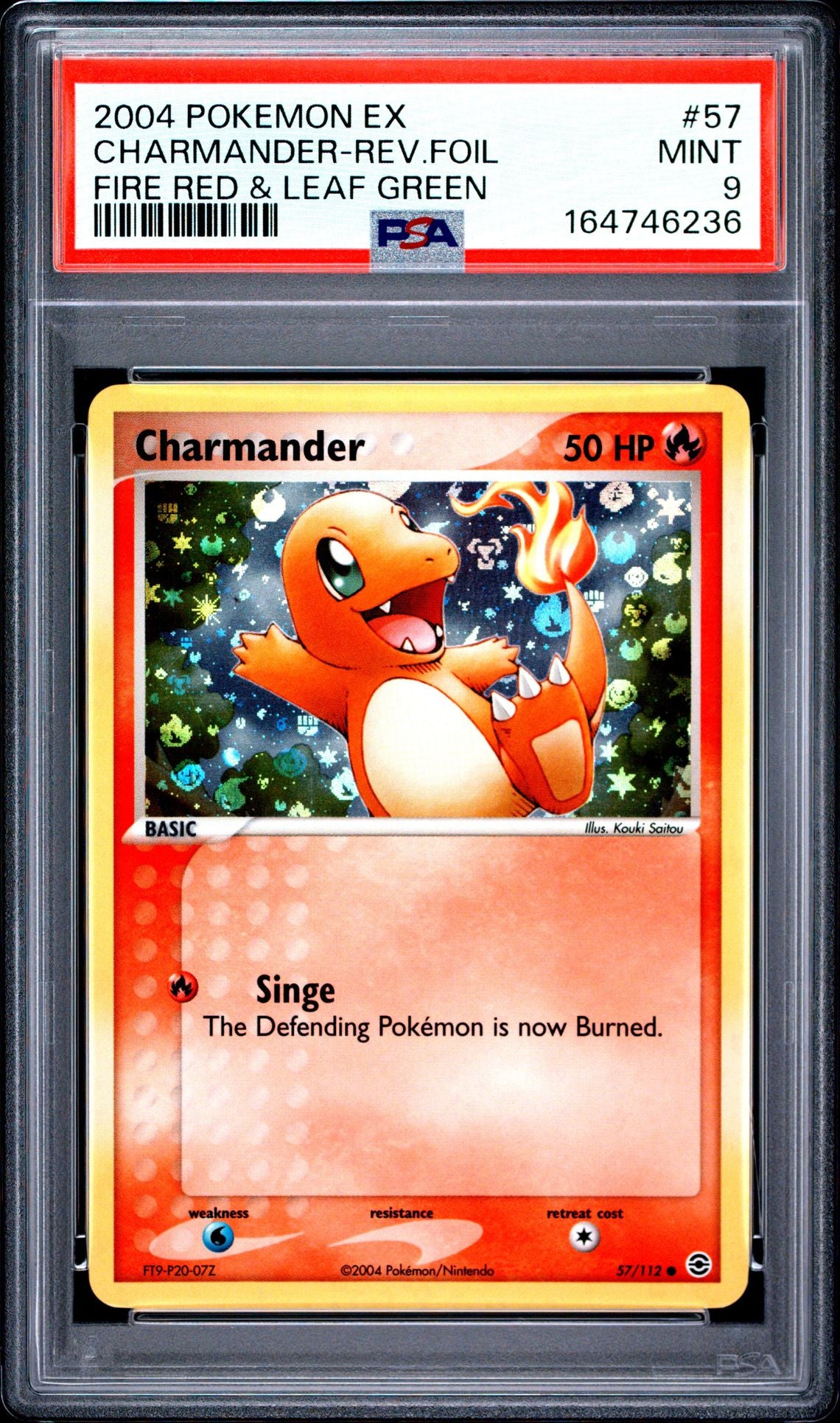 2004 POKEMON EX FIRE RED & LEAF GREEN 57 CHARMANDER-REVERSE FOIL PSA 9