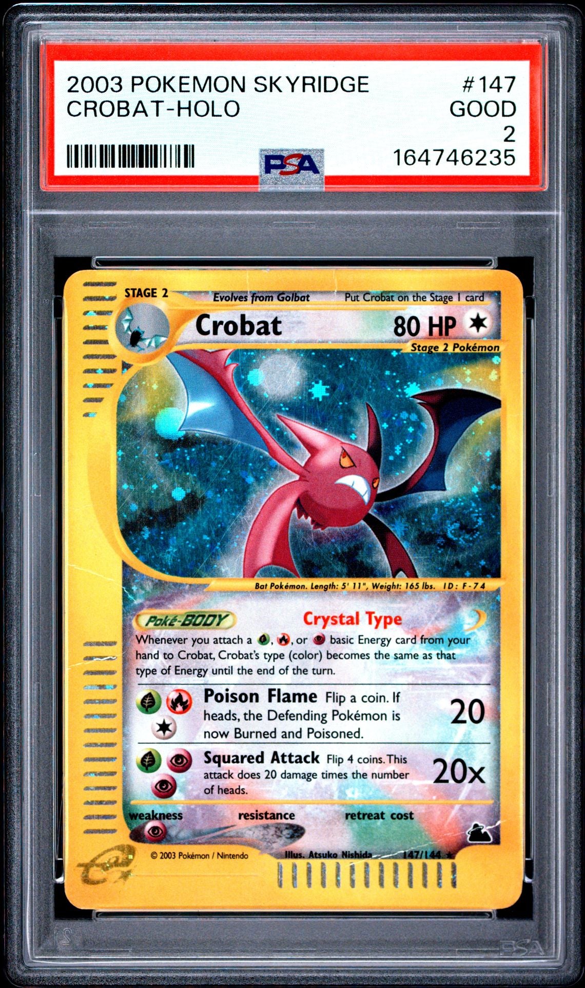 2003 POKEMON SKYRIDGE 147 CROBAT-HOLO PSA 2
