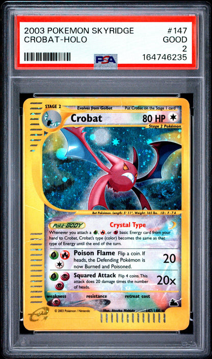 2003 POKEMON SKYRIDGE 147 CROBAT-HOLO PSA 2