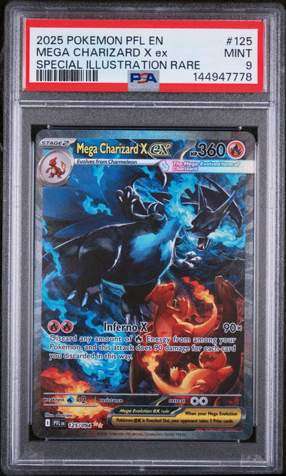 Graded 2025 Pokemon Phantasmal Flames 125 Mega Charizard X ex-Special Illustration Rare PSA 9 cert 144947778