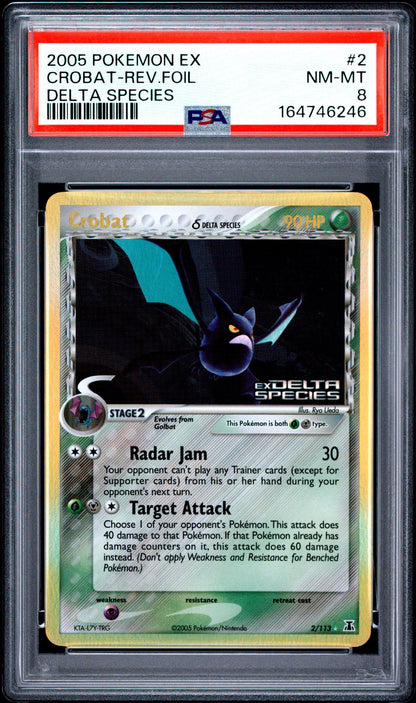 2005 POKEMON EX DELTA SPECIES 2 CROBAT-REVERSE FOIL PSA 8