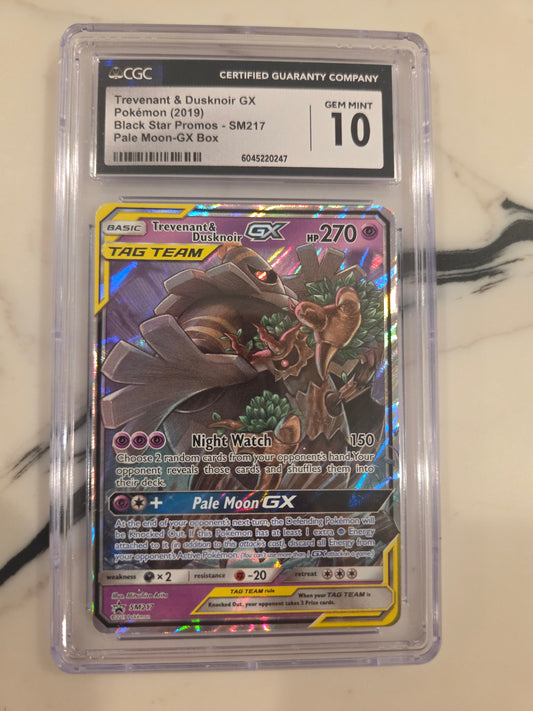 2019 Pokemon Black Star Promo #SM217 Trevenant & Dusknoir GX CGC 10