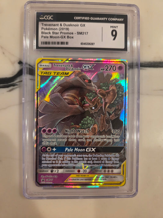 2019 Pokemon Black Star Promo #SM217 Trevenant & Dusknoir GX CGC 9