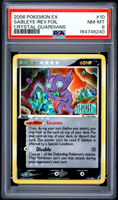 2006 POKEMON EX CRYSTAL GUARDIANS 10 SABLEYE-REVERSE FOIL PSA 8