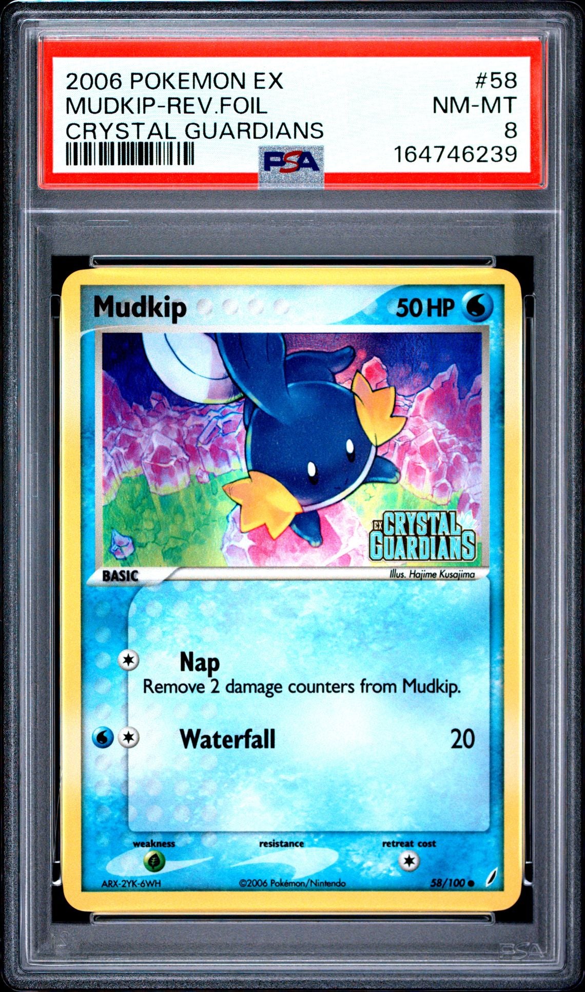 2006 POKEMON EX CRYSTAL GUARDIANS 58 MUDKIP-REVERSE FOIL PSA 8