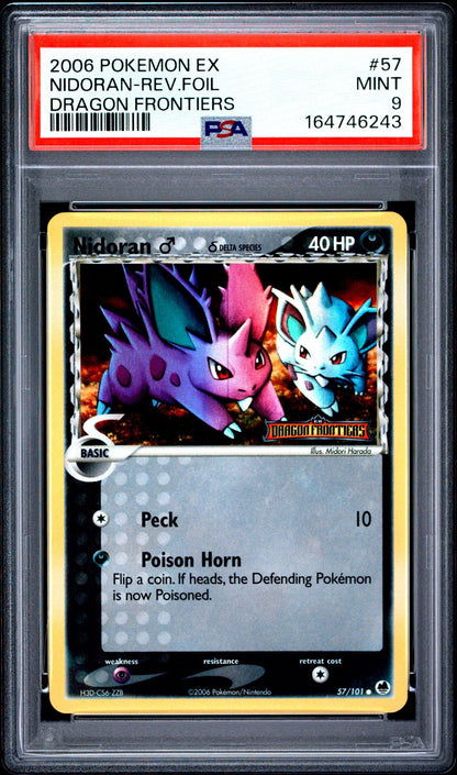 2006 POKEMON EX DRAGON FRONTIERS 57 NIDORAN-REVERSE FOIL PSA 9
