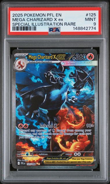 Graded 2025 Pokemon Phantasmal Flames 125 Mega Charizard X ex-Special Illustration Rare PSA 9 cert 148842774